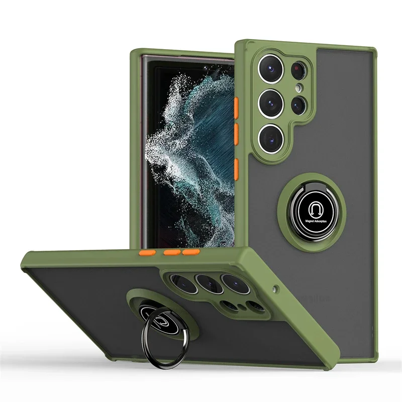 Matte Clear Magnetic Ring Stand Phone Case Cover