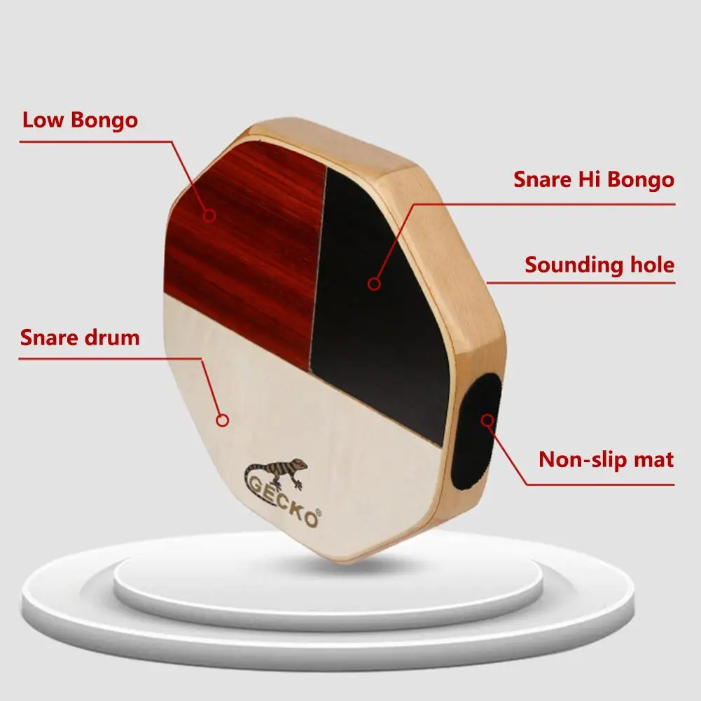 Gecko Cajon Octagonal Hand Drum 3-color Bongo Snare Double Sound Effect Portable Percussion Instrument For Travel Camping Gift