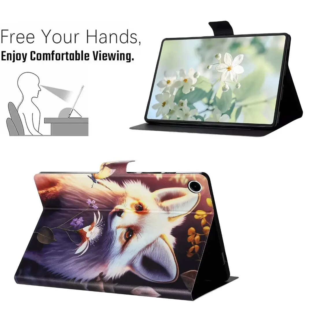 Cute Cat Imprint PU Leather Wallet Tablet Cover