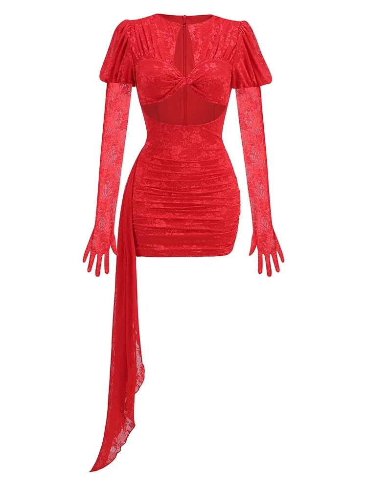 Paula Draped Gloves Mini Dress