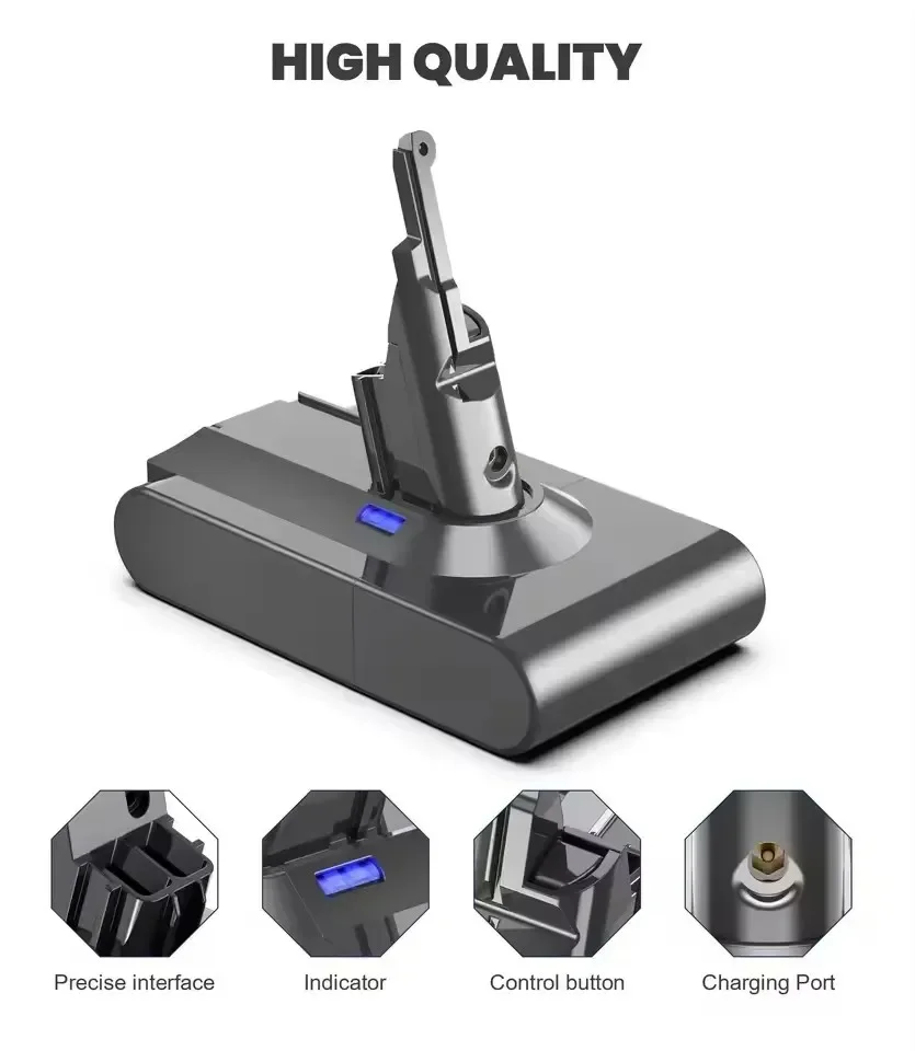 2025年新型 21.6V 12800mAh リチウムイオン電池 Dyson V6 バッテリー