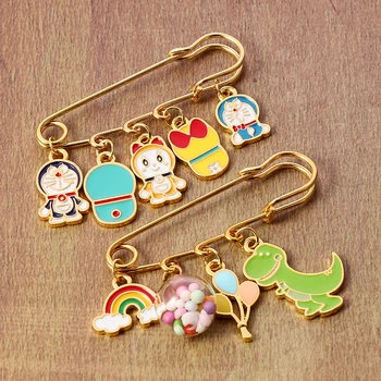 Anime Doraemon Metal Pin Pendant Brooch Doraemon Dinosaur Rainbow Cute Lapel Pins for Clothing Bag Accessories Children's Gift 2