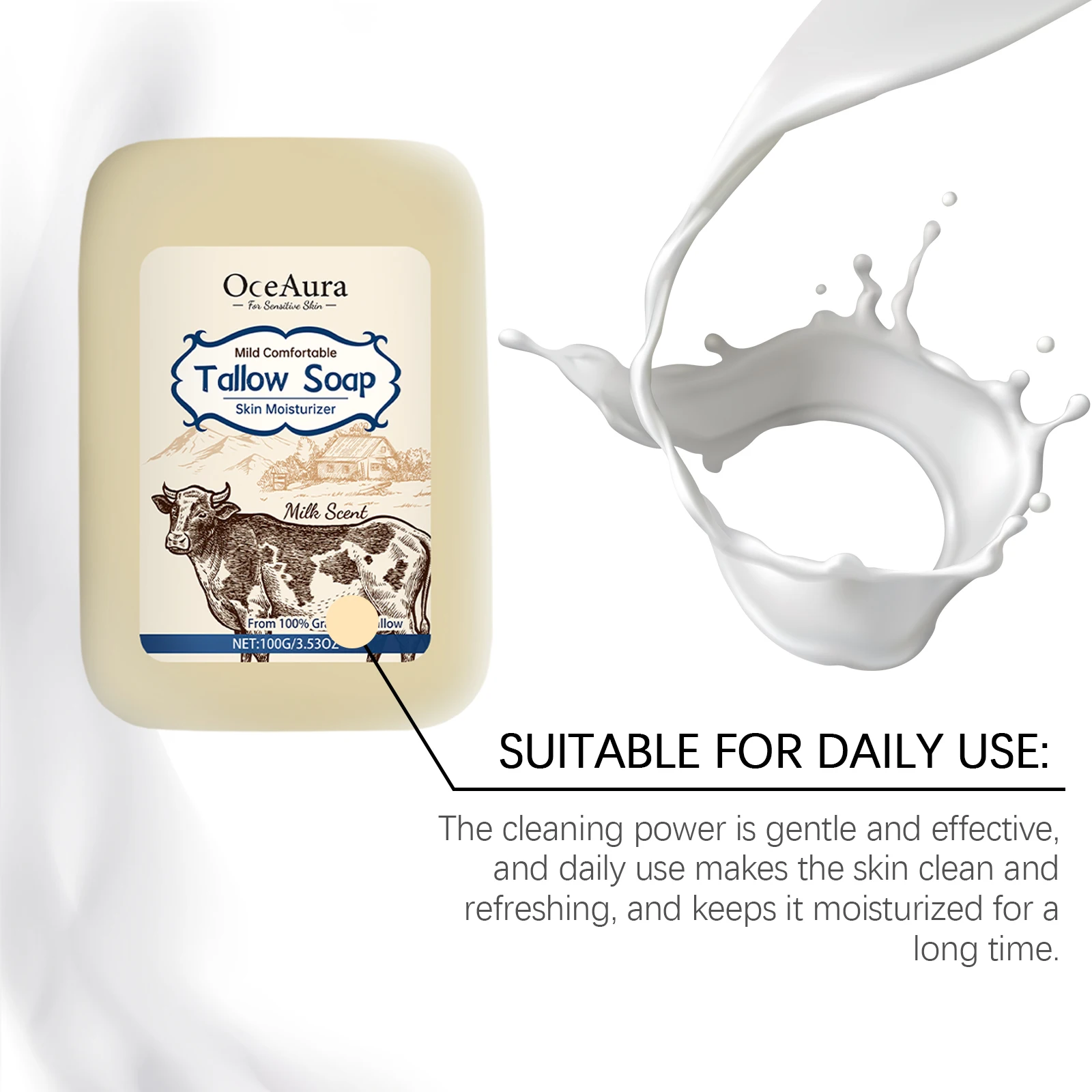 Tallow Soap - Gentle Full-Body Cleansing Soap for Moisturizing, Nourishing and Leaving Skin Smooth & Supple