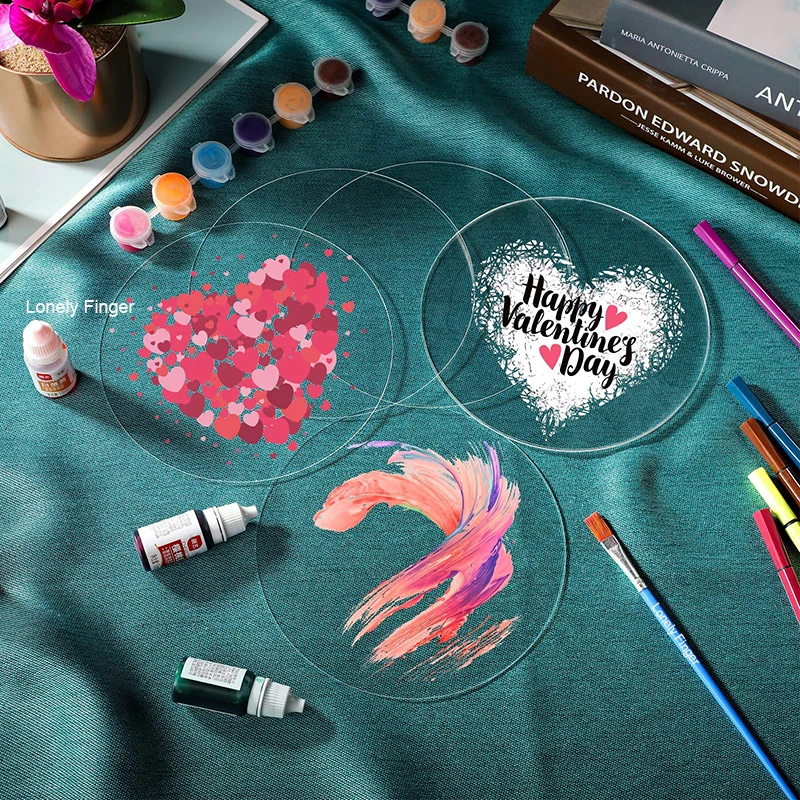 4 inch Round Clear Acrylic Sheet Transparent Plastic Blank Disc Circle Sign Panel for Valentines St.Patrick's Day Easter 12 Pcs
