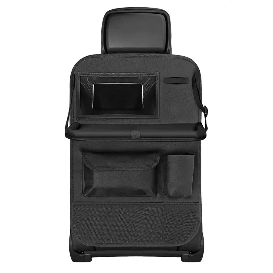 Car Seat Back Organizer Multi-Pocket Storage with Fold-Out Table,Tissue Dispenser&Cup Holder,Durable Oxford Fabric for Travel