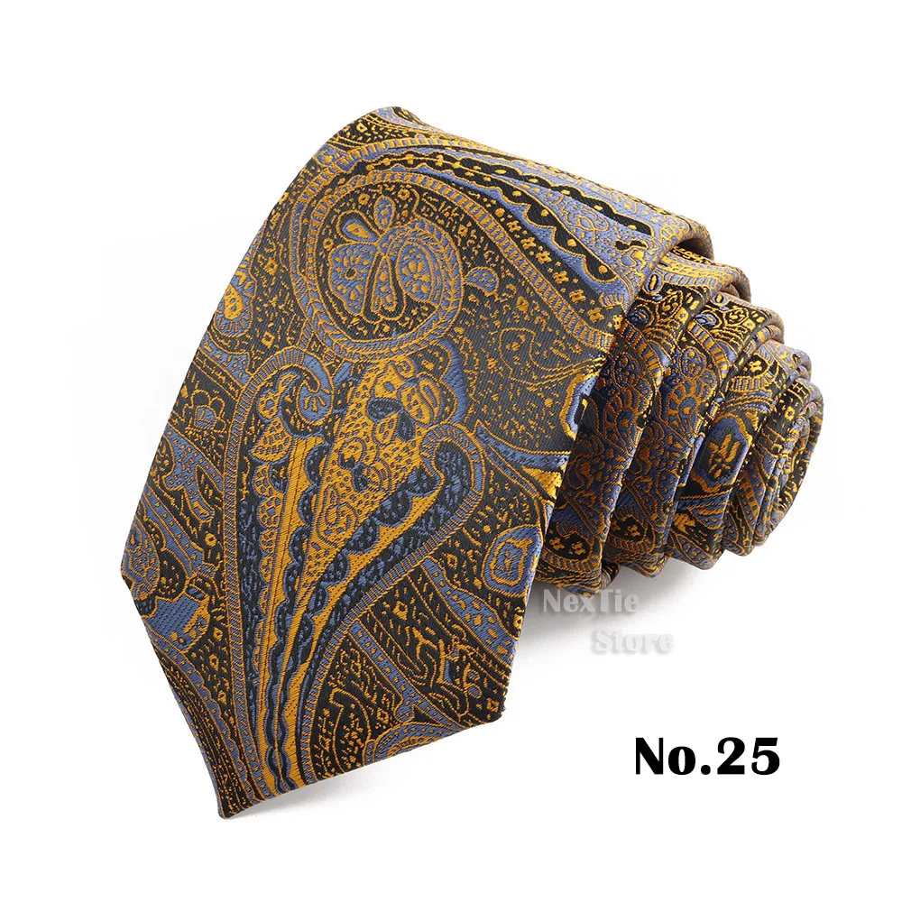Klassische Herren- und Damen-Krawatte, bunt, 7 cm, Polyester, Paisley-Hochzeitskrawatte, formelle Business-Party-Krawatte, Accessoires, Geschenk – Detail 25