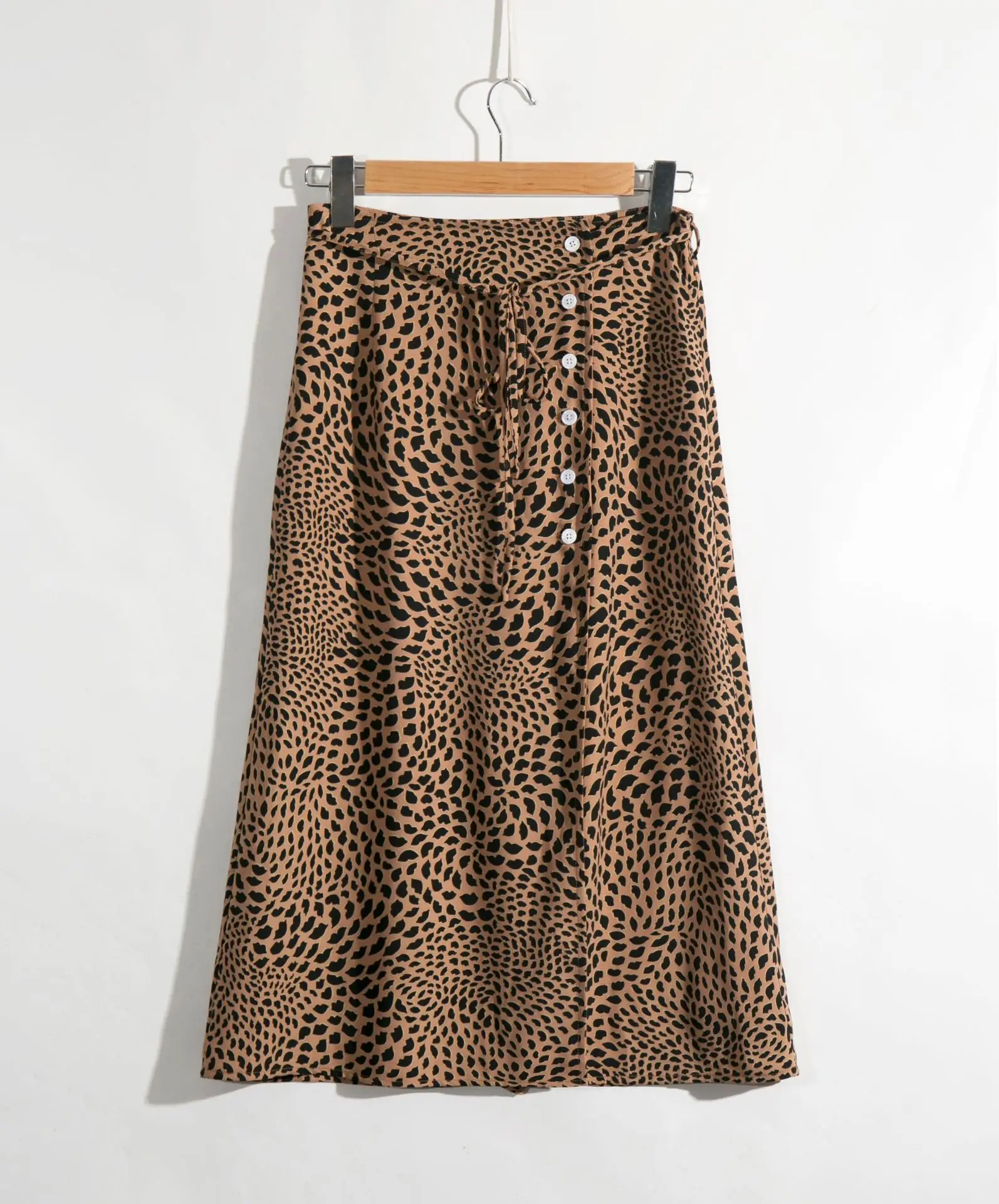 skirt and top Women Cute Leopard Pattern Skirts Korean Button A-LIne High Waist Faldas Mujer Vintage Fashion Streetwear Midi Skirt black maxi skirt Skirts
