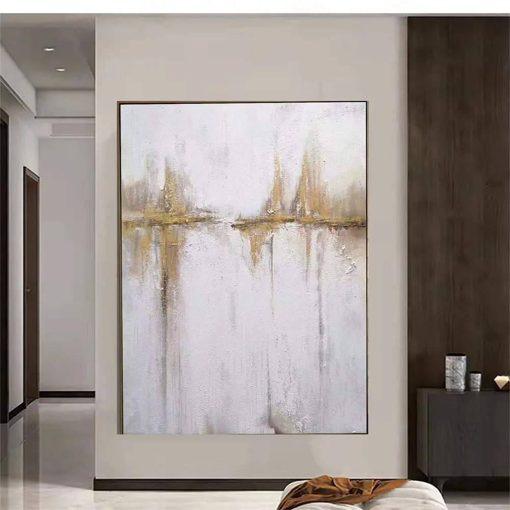 

100% Handmade Thick Textured Gold Foil Starry Sky Oil Painting On Canvas Brilliance Wall Art Large Modern Poster Decor Home Gift