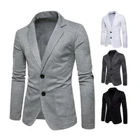 Wholesale Men's Casual Western-style Blazers Autumn New Solid Color Simple Lapel Two-piece Button Single Western Jacket 1