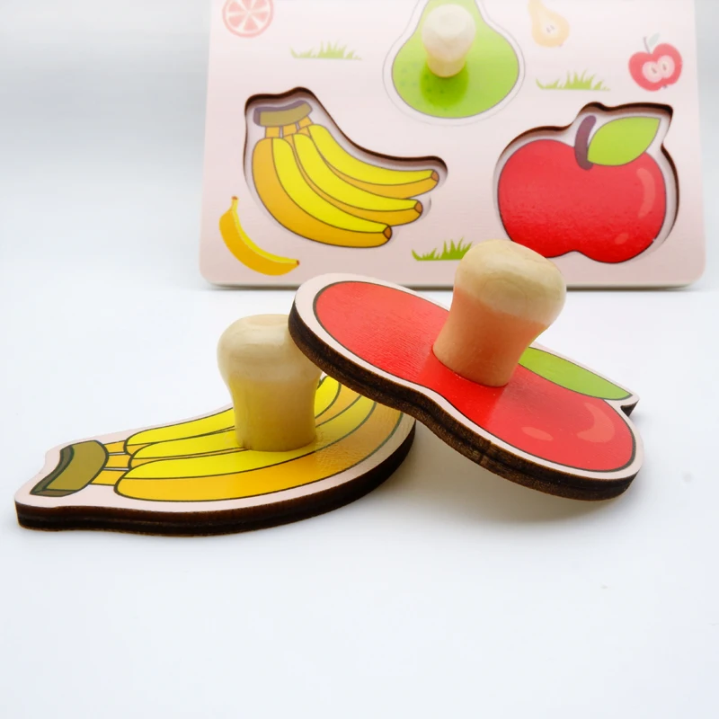 Children Hand Scratch Board 3D Puzzle Baby Montessori Early Education Preschool Matching Game Fruit Cognitive Jigsaw Toy 6