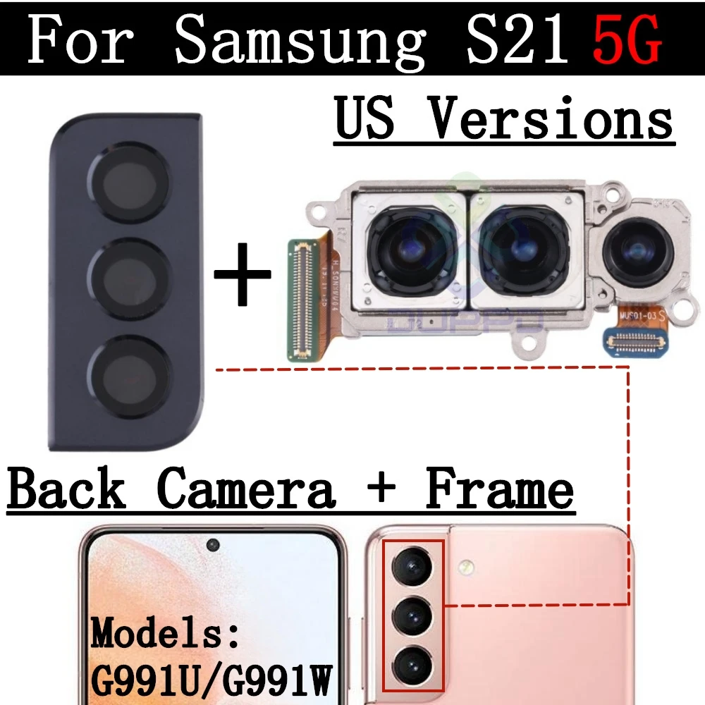 Premium Camera Frame Cover Lens with Front & Rear Flex Cable for Samsung Galaxy S21 5G