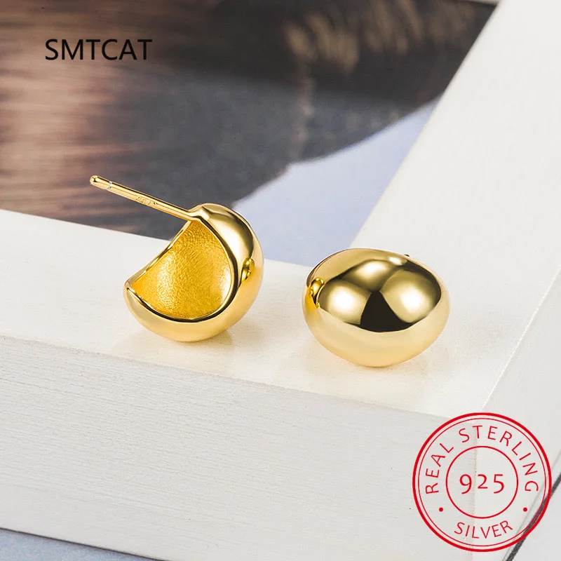 S925 sterling silver Minimalist Geometric Stud Earrings Lucky Bean Brand Earrings for Female Party Jewelry Gift New