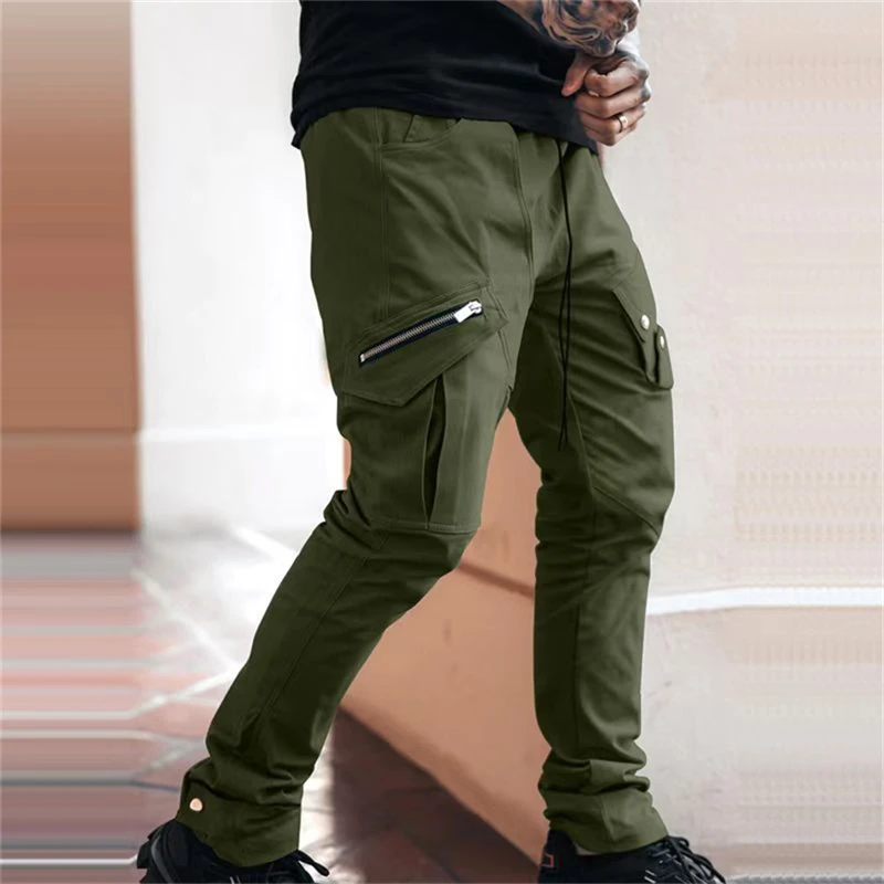 Men's Black Side Pocket Pants Men's Trousers Side Pockets Joggers Zipper Pockets Casual