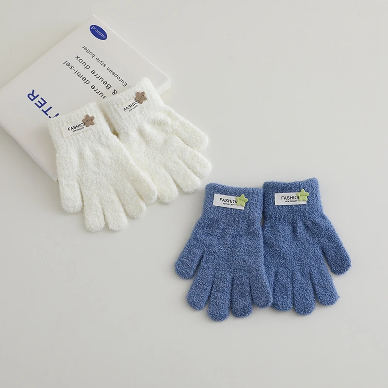 cycling gloves winter gloves Winter Children Gloves Girls Warm Thickened Plush Gloves Cycling Kids Fashion Five Fingers 5-12Y