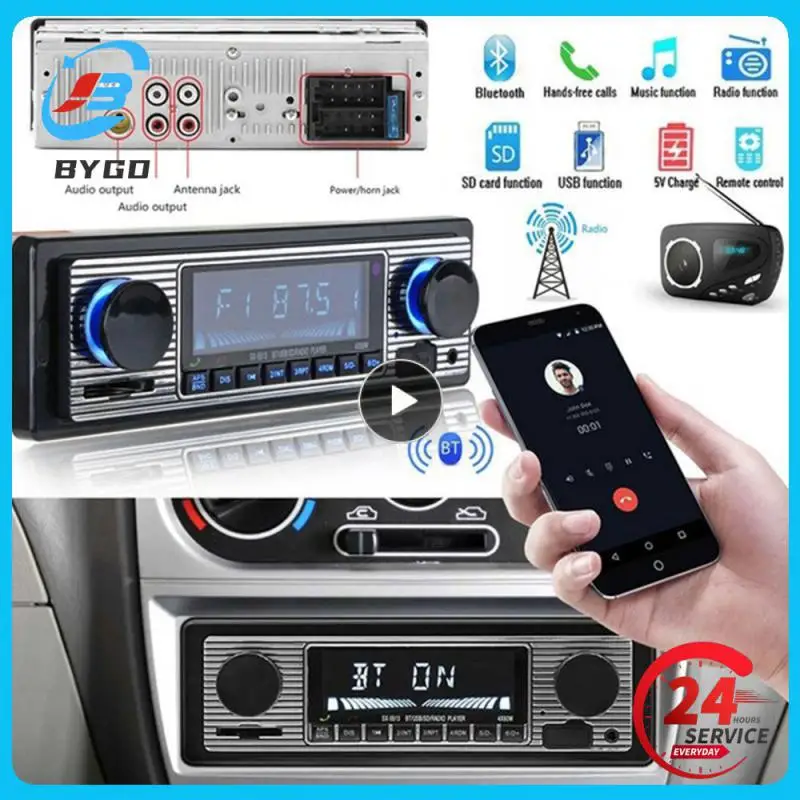 Autoradio Bluetooth-Compatibile Autoradio Stereo Fm Sd Aux Play Retro Autoradio Uscita Audio Lettore Mp3 Per Auto Con Telecomando