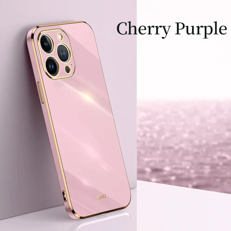 Elegant Solid Color Plating Phone Case with 6D Design