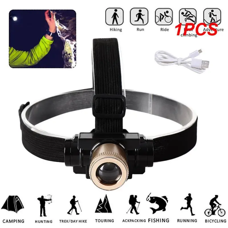 

1PCS Rechargeable LED Headlight Headlamp Outdoor Emergency Night Fishing Miner's Lamp Waterproof Telescopic Zoom Headlight