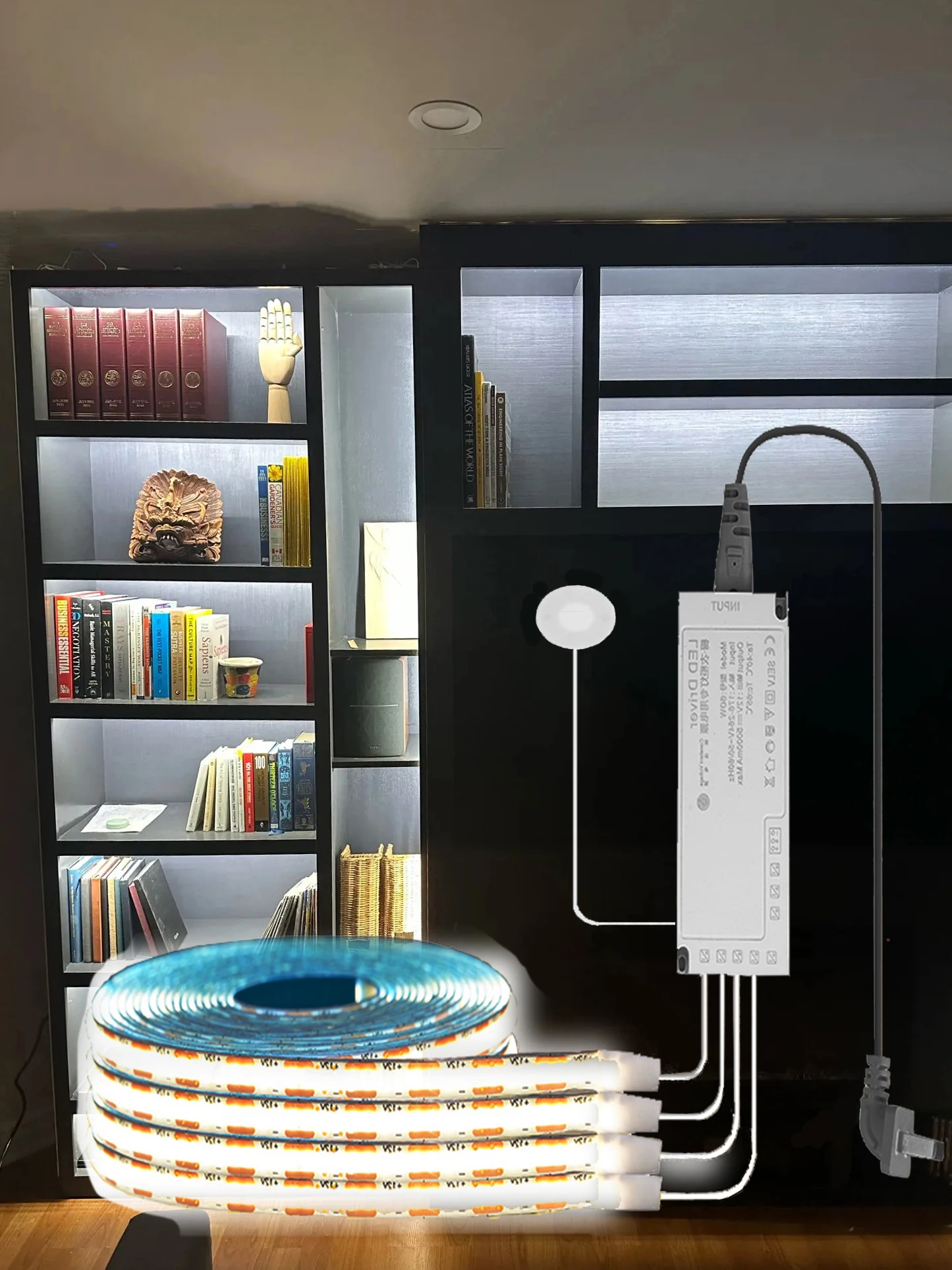 Sob Gabinete Display LED Strip Light, Estante Container Rack, Estante Armário, DIY COB Lâmpada, Sensor de Toque, 1200 Lumens