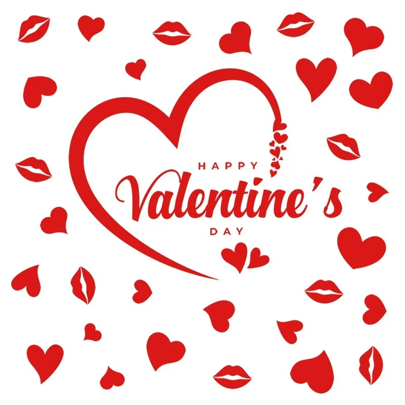 Cartoon Valentines Day Window Sticker Decoration Heart Lips Home Living Room Bedroom Wall Glass Static Sticker Removable wall stickers window stickers