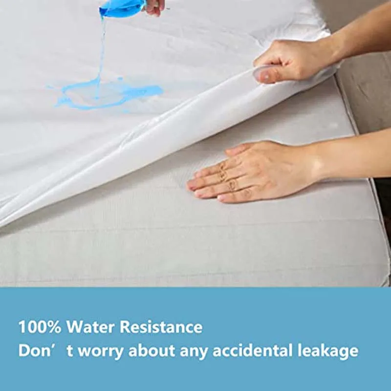 High Grade Waterproof Zippered Mattress Protector Cover Six-Side All-inclusive Bed Fitted Sheet Single Queen Size Bed Cover 4
