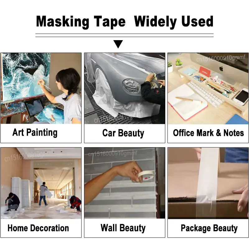 DELVTCH White Color Adhesive Masking Tape Bands Single Side Tearable Writable Office House Oil Painting Art Sketch Paper Sticker 2