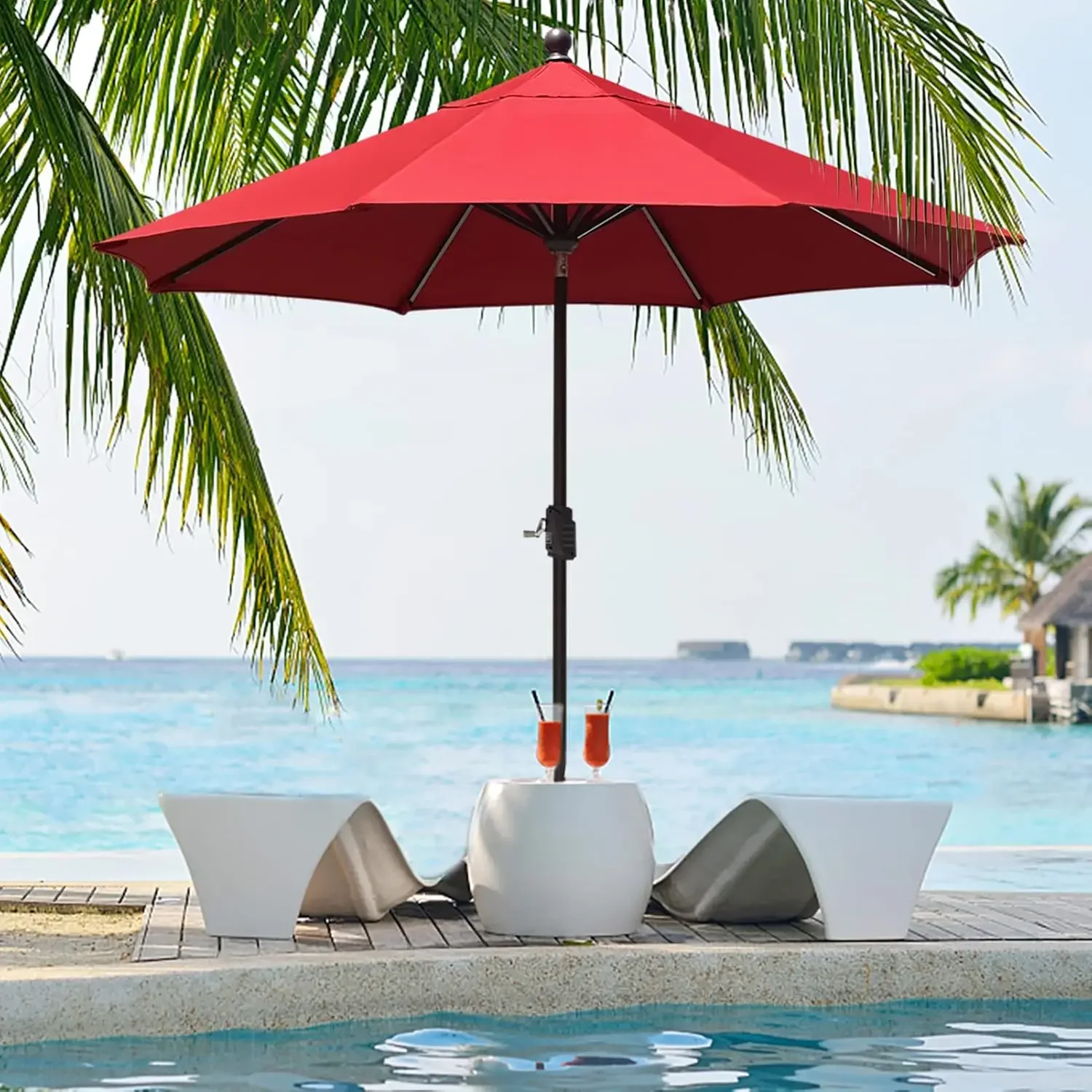 10-Year-Non-Fading 9Ft Market Umbrella Patio Umbrella Outdoor Table Umbrella with Ventilation,Logo Red 1