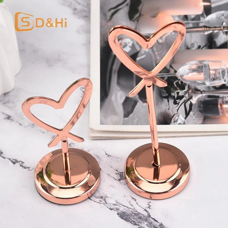 스테인레스 스틸 카드 홀더 하트 모양 메모 사진 스탠드 미끄럼 방지 베이스가 있는 홈 오피스 장 미니멀리스트 금속 메시지 보드