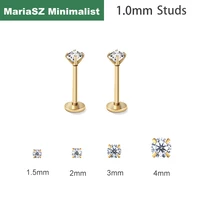 2/6PCS Stainless Steel Gold Color 18G Nose Stud Cartilage Piercing Jewellery Helix Tragus Lip Flat Back Tiny Earrings for Women 1
