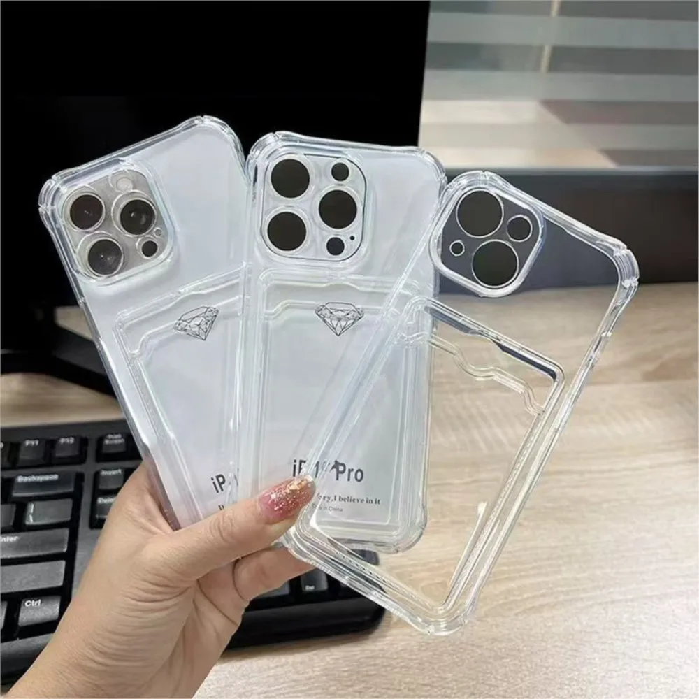 Clear Shockproof Wallet Card Phone Case with Enhanced Protection