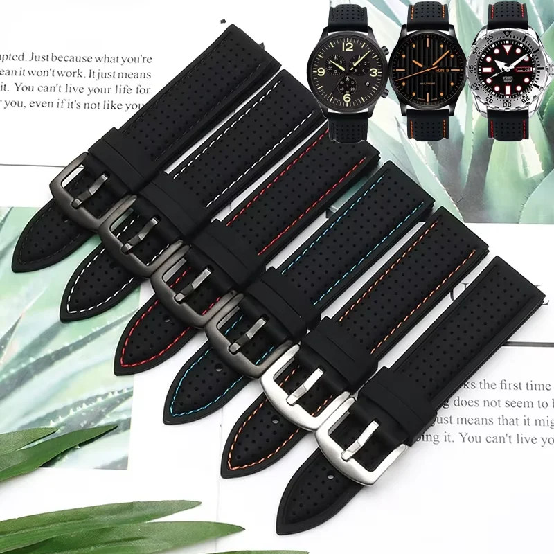 Breathable Silicone Sports Watchband - Soft Waterproof Wrist Strap