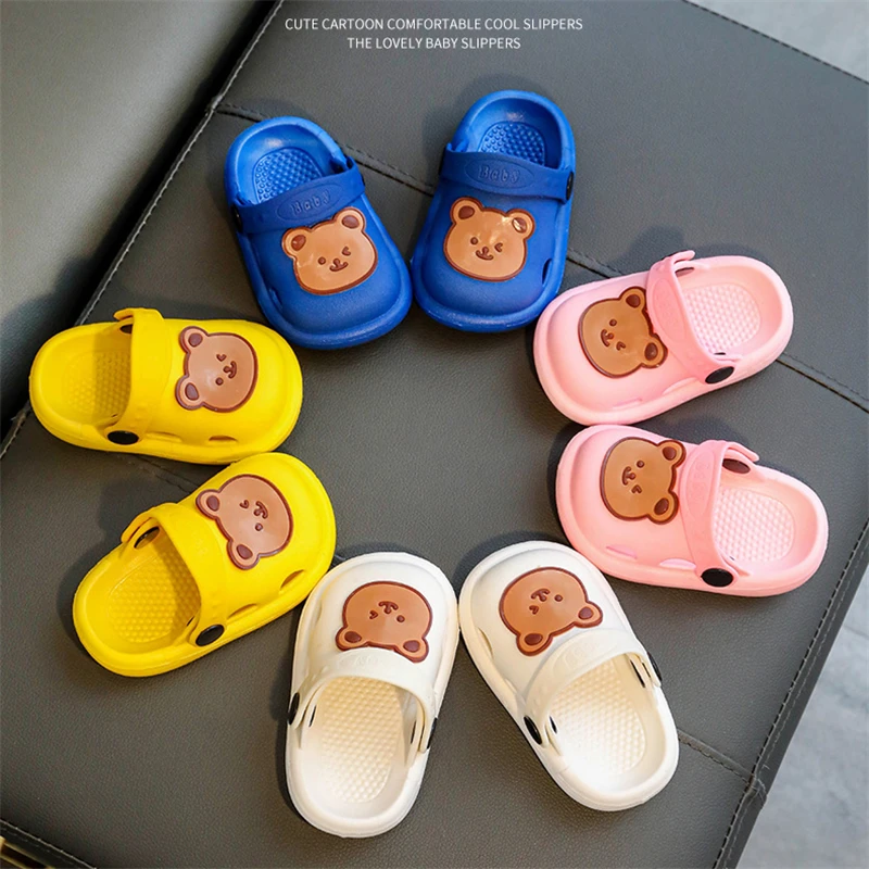 children's shoes for sale Cartoon Bear Walking Shoes Kids Boy Girl Summer Breathable Sandals Fashion Garden Clogs Toddler Outdoor Slippers for Playing leather girl in boots