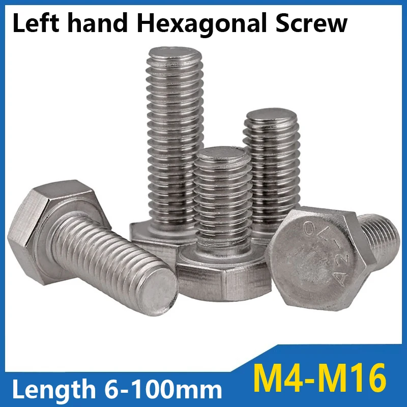 

Left hand External Hexagonal Screw Bolt M4 M5 M6 M8 M10 M12 M14M16 Extended Full Thread 304 Stainless Steel DIN933 For Machinery