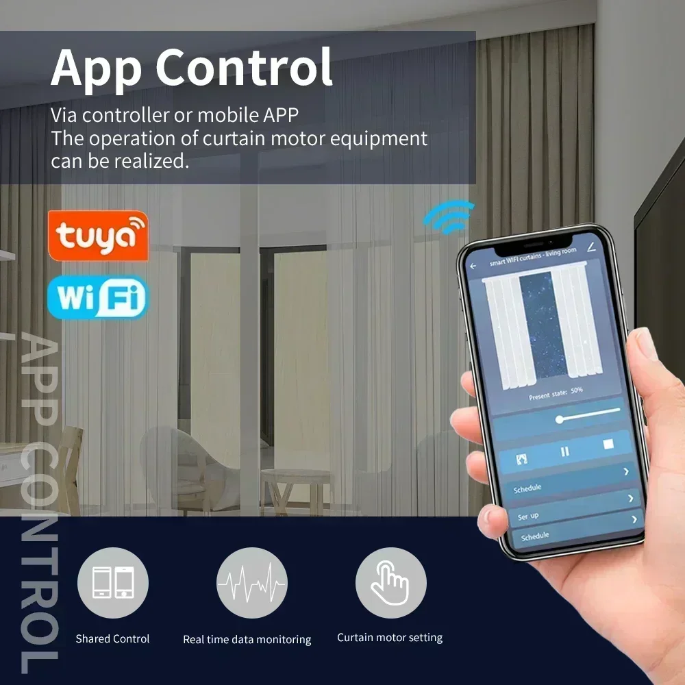 Tuya life WiFi/Zigbee 세대 더 짧은 스마트 전기 커튼 모터 지능형 지원 음성 제어 Alexa Google Assistant