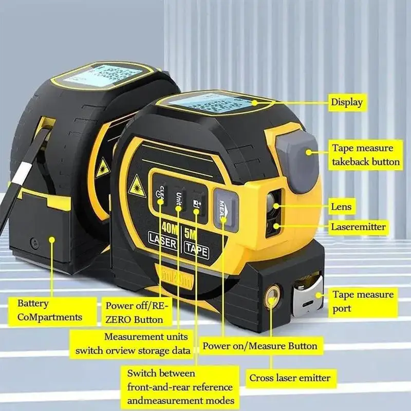 40m 60m Laser Distance Meter Rangefinder Laser Measure Distance Meter Surveying Equipment Tape Measur Retractable Tape