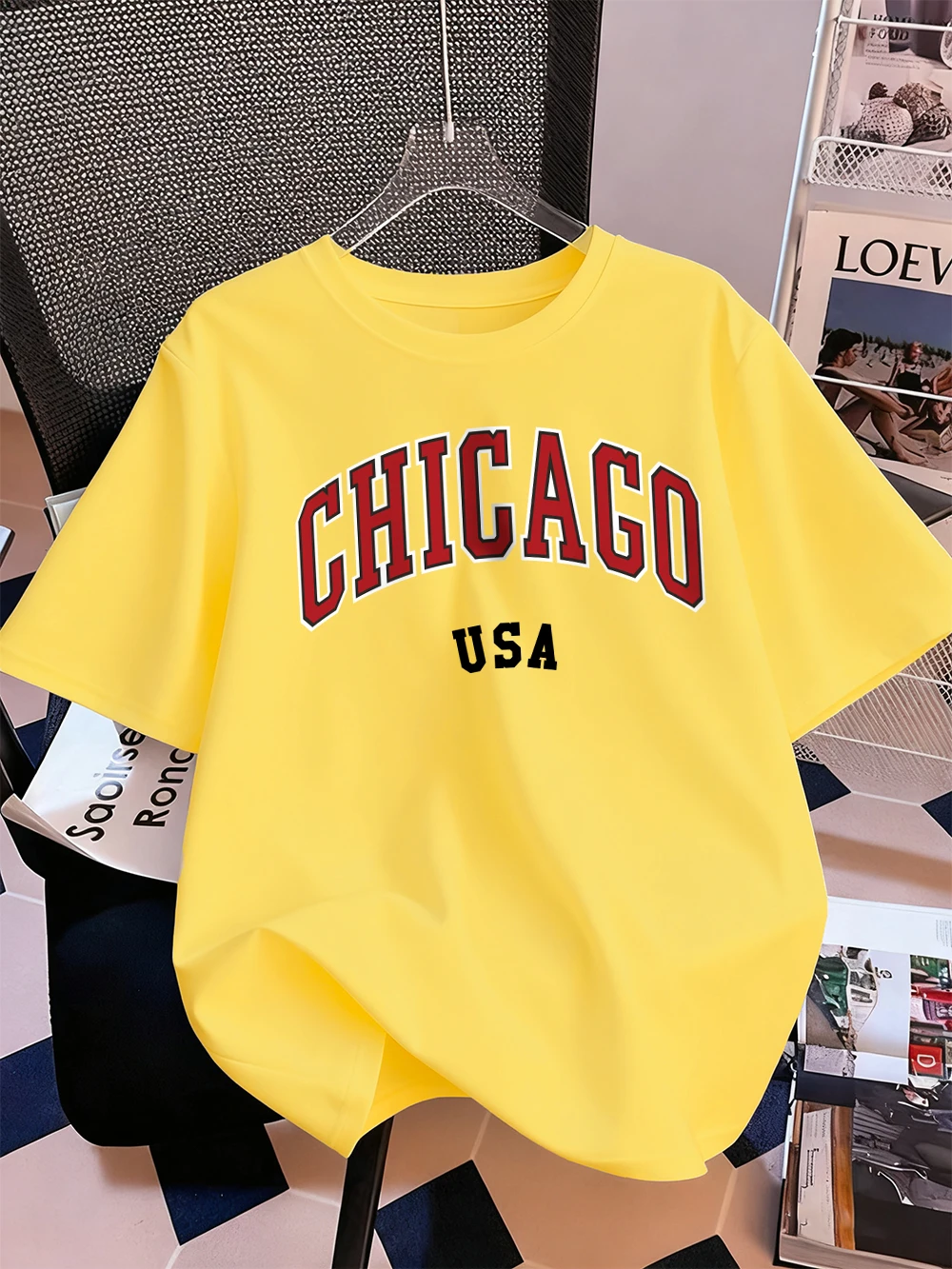Chicago Usa Brief Druck T-Shirt Frauen Baumwolle Sommer Kurzarm Tops Bequeme Weiche Oansatz T Shirt Casual Womans Kleidung – Detail 18