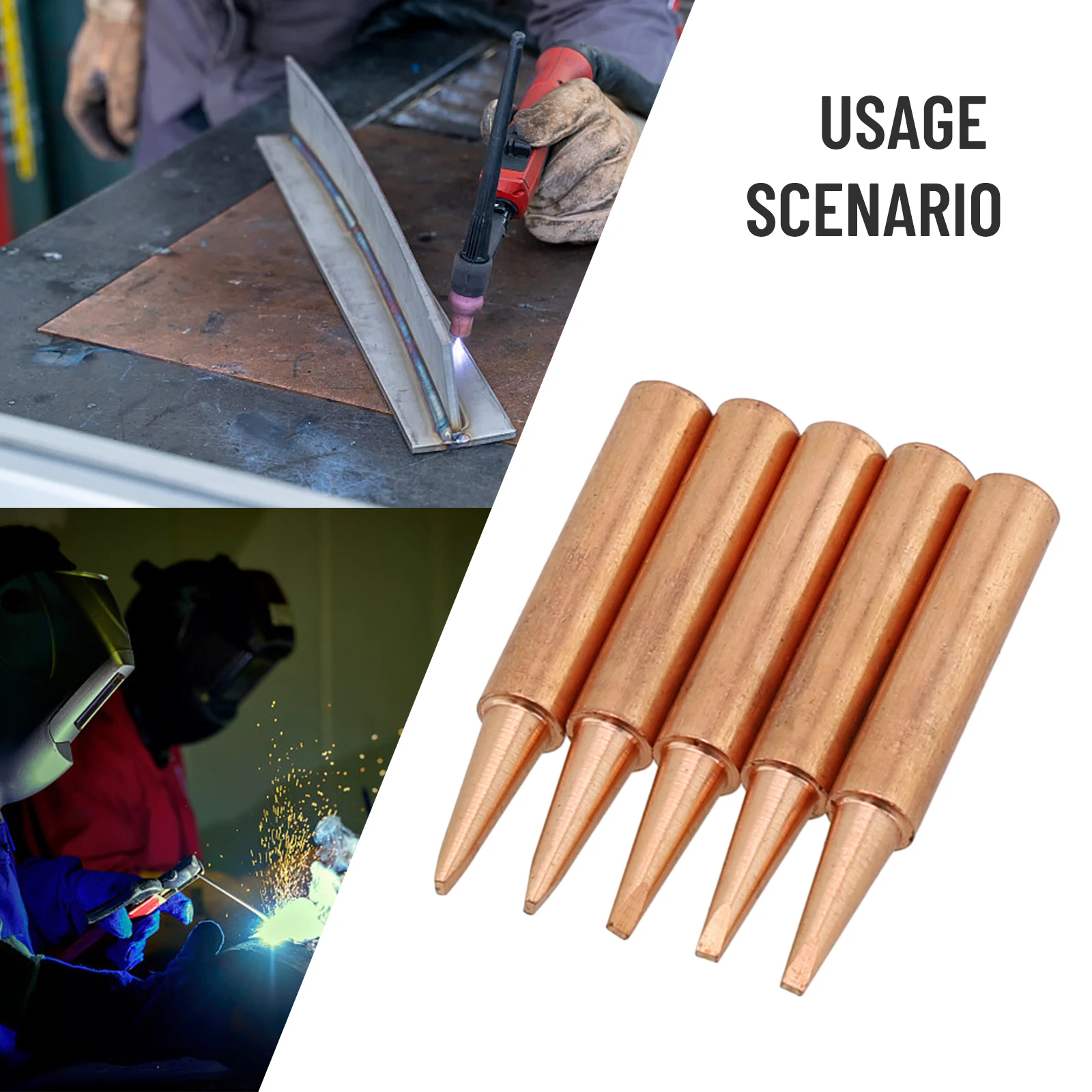 

5pcs 900M-T Copper Soldering Iron Tips -free Welding Solder Tip 933.907.951 Tool Replacement Parts And Accessories