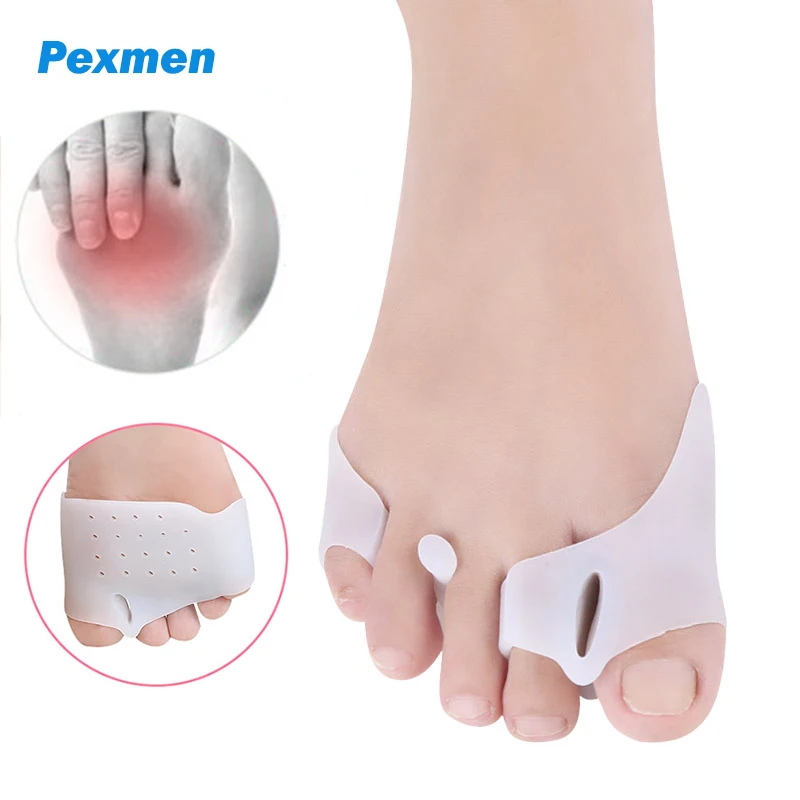 Pexmen 2Pcs/Bag Gel Forefoot Pads Spreader Bunion Corns Overlapping Toe Separator Foot Cushions Hallux Valgus Protectors new 2pcs 1pair bunion corrector gel pad stretch nylon hallux valgus protector guard toe separator orthopedic supplies foot care