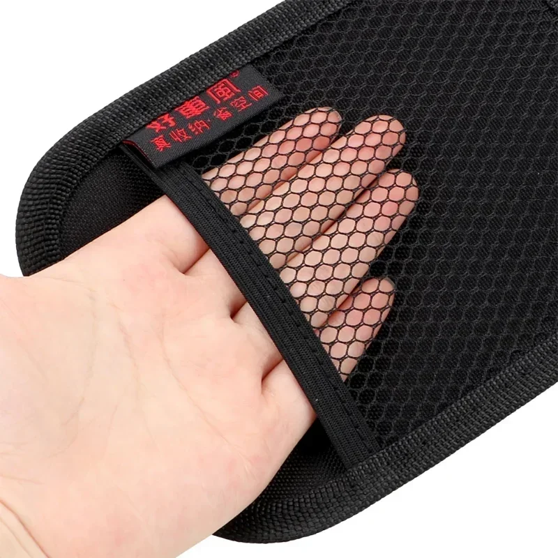 Car Mesh Bag Storage Oxford Fabric PU Leather Sticky Net Bag Phones Coins Keys Storage Net Bag Car Interior Organizer Stowing