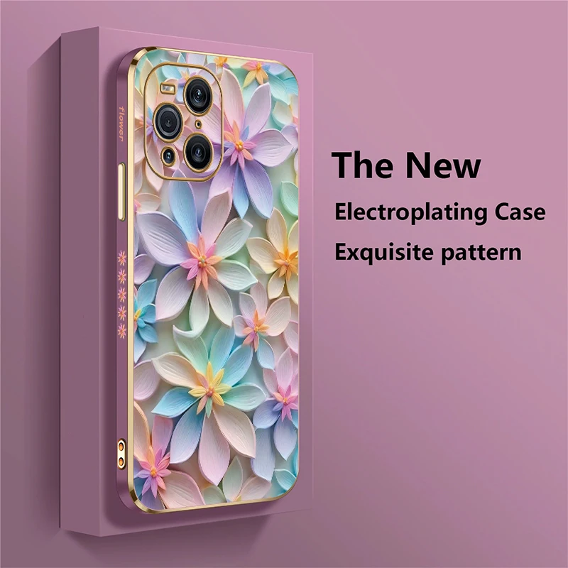 Colorful Flower Pattern Plating Shockproof Soft Silicone Case