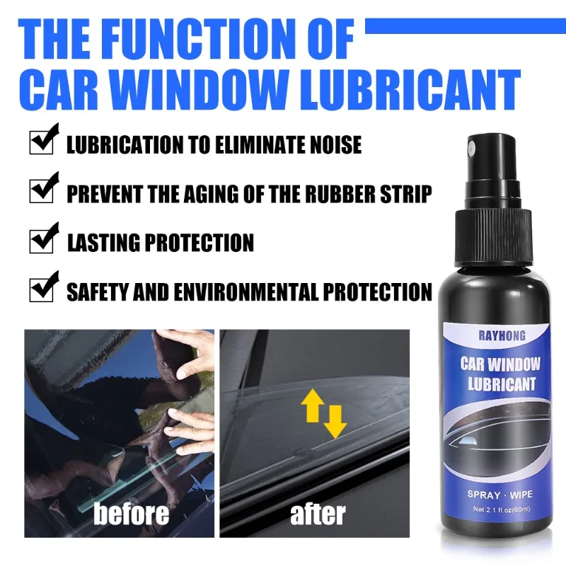 60ml Car Window Lubricant Sunroof Track Sealant Strip Lubrication Spray Softening Maintenance Tool Lifting Glass Noise Eliminate car lubricant