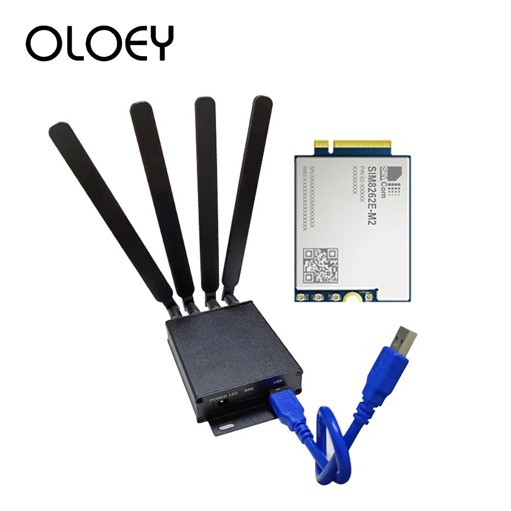 

SIM8262E-M2 5G module M.2 Multi-Band NR/LTE-FDD/LTE- TDD/HSPA+ R16 5G NSA/SA Sub-6G Module + 5G module case M.2 to USB3.0 Modem