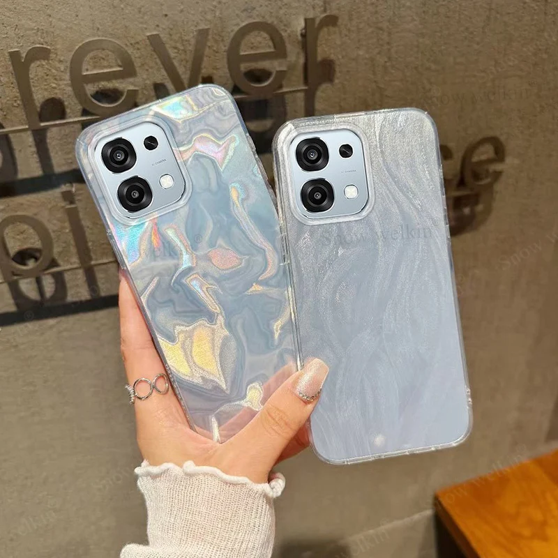 Luxury Laser Silver Gradient Shockproof Phone Case with TPU Bumper