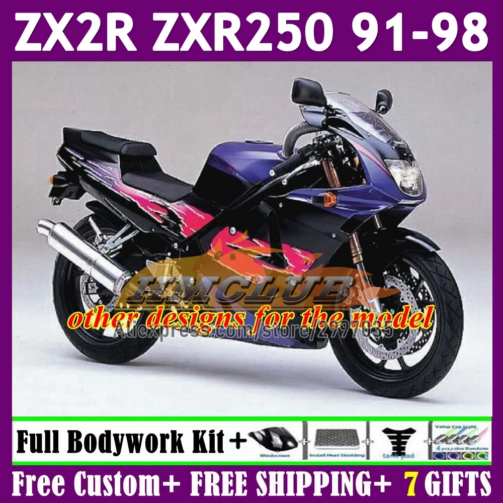 Fairing For KAWASAKI NINJA ZXR250 ZXR 250 black silvery ZX-2R ZXR