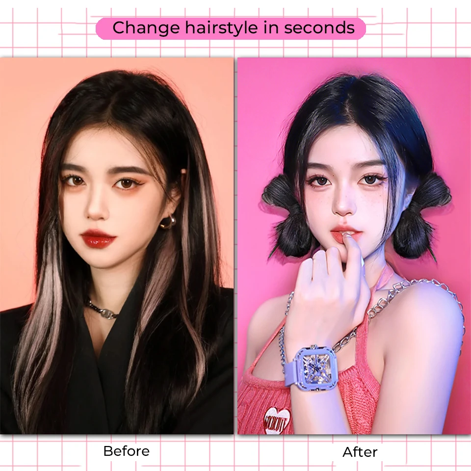 Synthetic Hair Wig for Women Natural Straight Updo Hairpiece