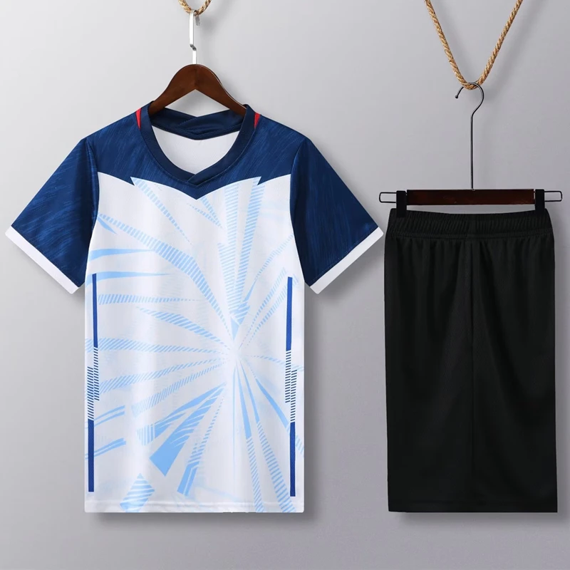 Short Sleeve Volleyball Jersey Set Men Volleyball Uniform V-neck Shirt Double Pockets Shorts Kit Training Suit Custom