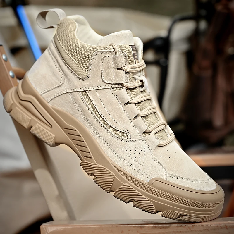

Мужские высокие кроссовки на весну-осень, модные классические уличные кроссовки, Рабочая обувь с круглым носком, удобная износостойкая обувь для треккинга