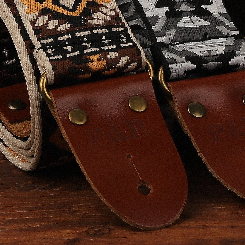 Bohemian Soft Leather Adjustable Guitar Strap in Vibrant Design