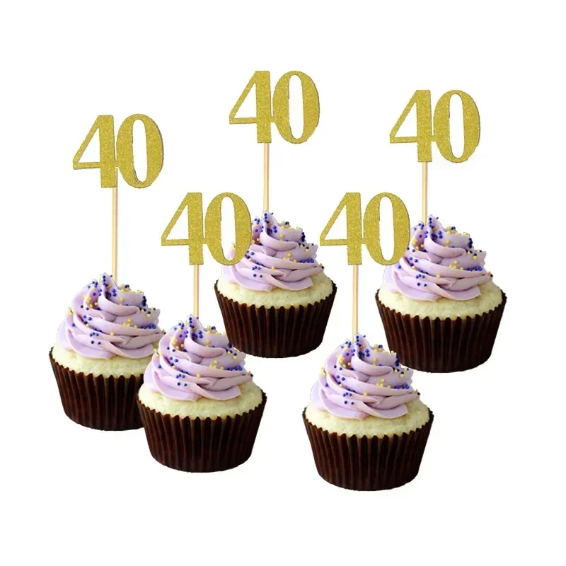 10pcs 30 40 50 60 Years Old Cupcake Toppers Adult Birtday Anniversary Party Decoration 30th 40th 50th 60th Dessert Cake Supplies
