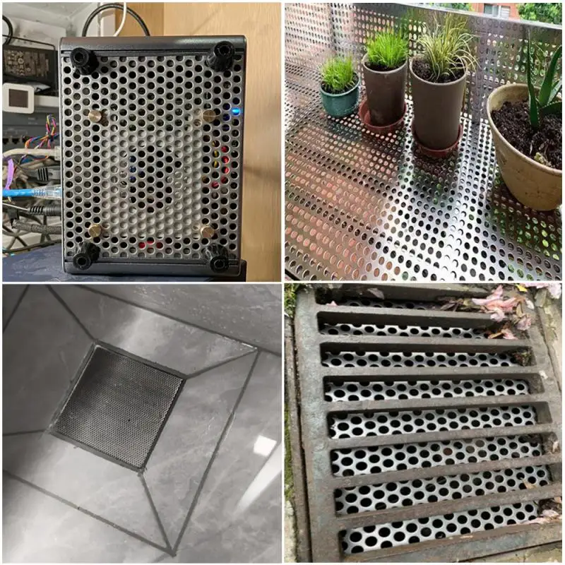 Drain Filter Drain Strainer Floor Drain Filter Shower Drain Cover 1mm 304 Stainles Steel Perforated Mesh Filter Screen Plate, Swirl Drain Covers Metal Drain Covers Plant Trellis Protection Mat