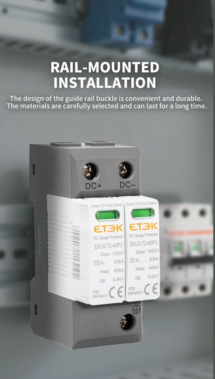 ETEK SPD DC Indoor surge protection deviceType PV In 8/20us:20KA I.max:40KA 2P 6